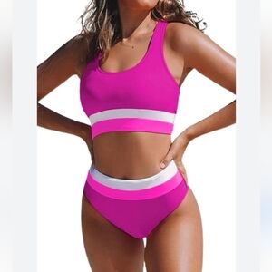 [Hilinker] Women's Color Block Cut Out Bikini Swimsuit Size Large